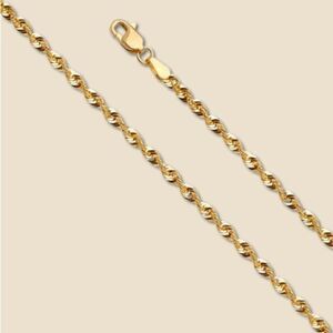 14K Real Gold 2.5mm French Hollow Rope Chain Necklace | 24” | Classic Design
